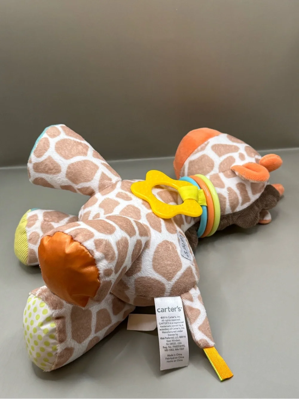 Carters Baby Giraffe Crinkle Rattle Toy Plush Stuffed Animal Lovey